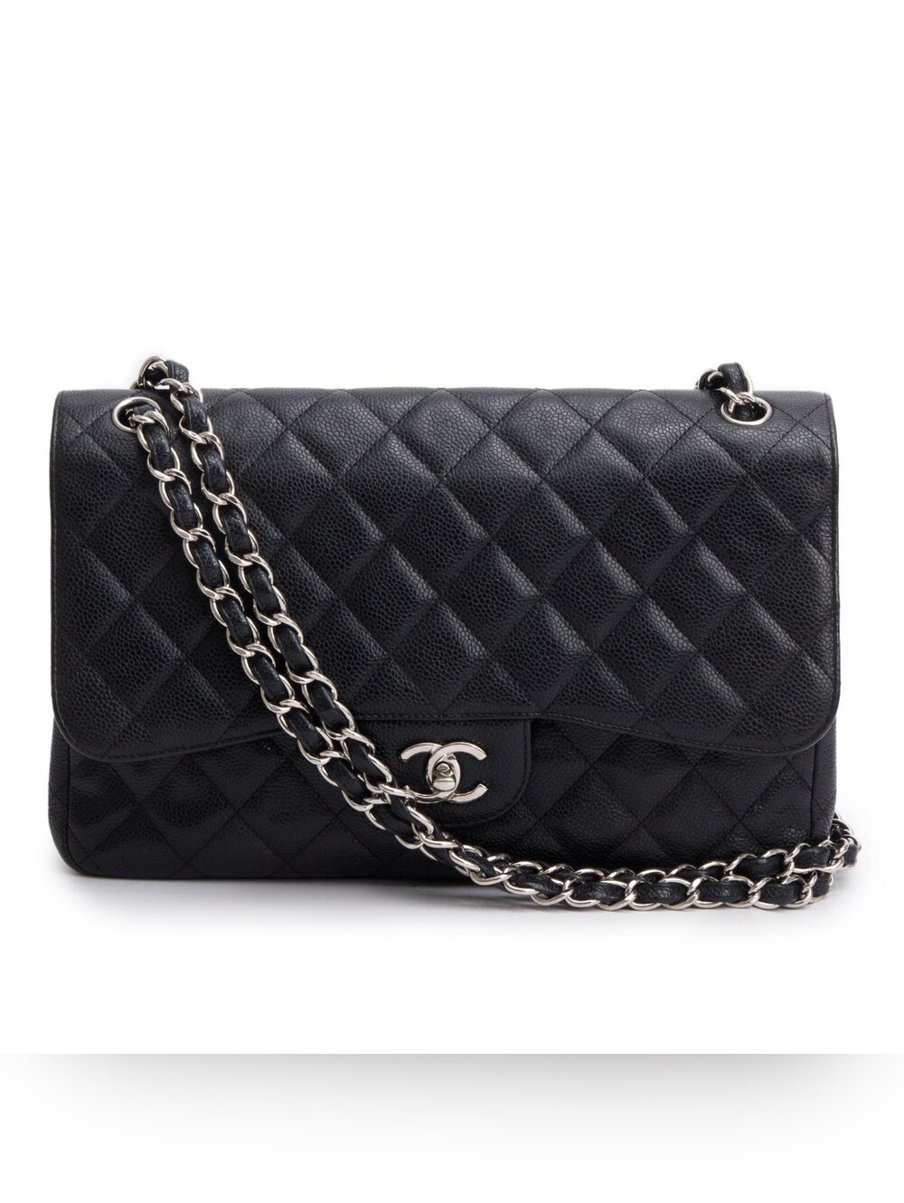 Chanel - Authentic Classic Flap Bag in Black with Silver Hardware